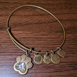Alex and Ani Crystal Paw Prints of Love Charm Bangle / Bracelet Expandable 2017